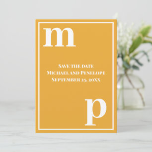 Trendy Lower Case Monogram Marigold Save the Date  Invitation