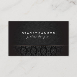 Trendy Luxe Denim with Stylish Damask Pattern Business Card
