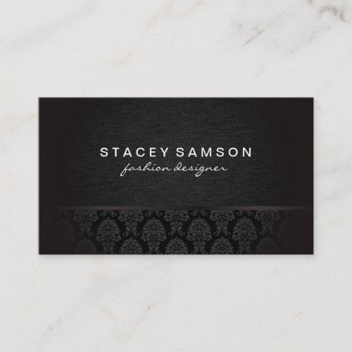 Trendy Luxe Denim with Stylish Damask Pattern Business Card