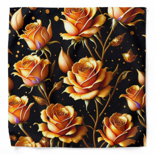Trendy Luxury Big Gold Rose Collection Bandana