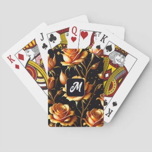 Trendy Luxury Big Gold Rose Collection Poker Cards