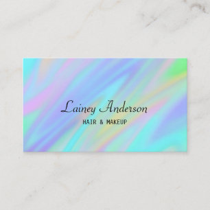 Trendy luxury blue purple green faux holographic business card