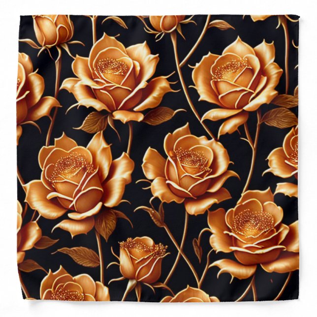 Trendy Luxury Boho Gold Rose Collection Bandana (Front)