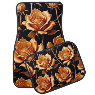 Trendy Luxury Boho Gold Rose Collection Car Floor Mat