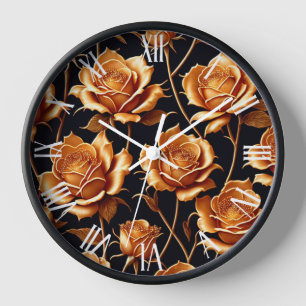 Trendy Luxury Boho Gold Rose Collection Clock