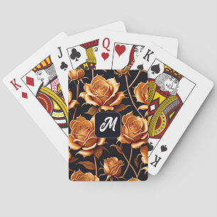 Trendy Luxury Boho Gold Rose Collection Poker Cards