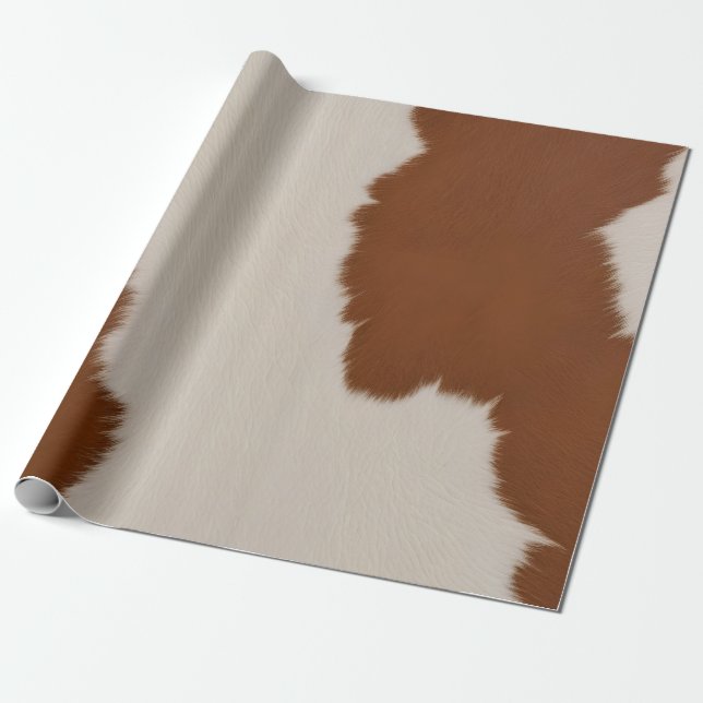 Trendy Luxury Elegant Faux Cow Leather Collection Wrapping Paper (Unrolled)