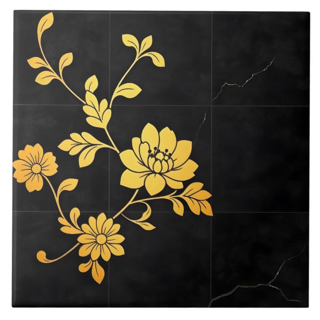 Trendy Luxury Elegant Floral Collection Ceramic Tile (Front)