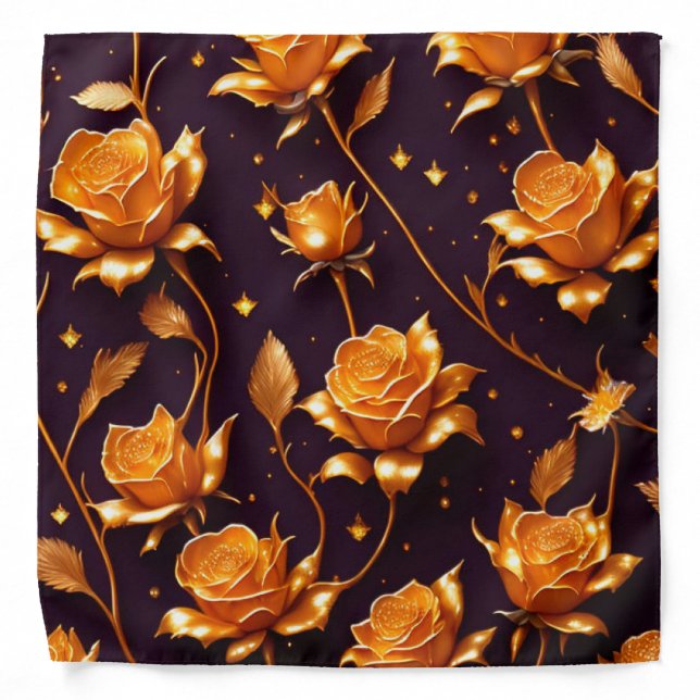 Trendy Luxury Gold Boho Rose Collection Bandana (Front)