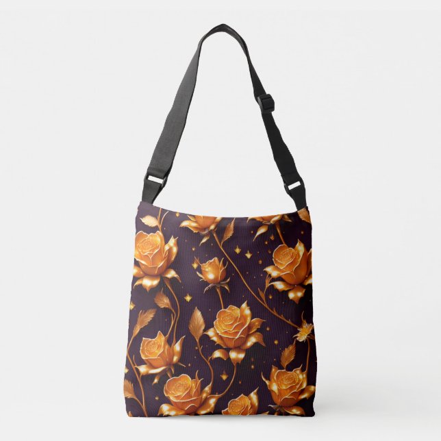 Trendy Luxury Gold Boho Rose Collection Crossbody Bag (Front)