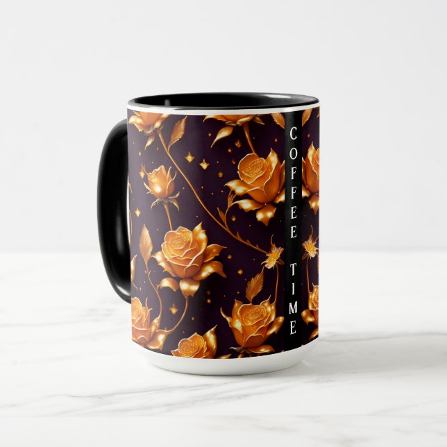 Trendy Luxury Gold Boho Rose Collection Mug (Front Left)