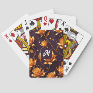 Trendy Luxury Gold Boho Rose Collection Poker Cards