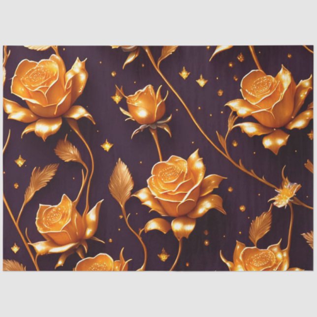 Trendy Luxury Gold Boho Rose Collection Tissue Paper (Front)