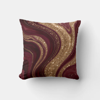Trendy Luxury Gold Burgundy Collection Throw Pillow