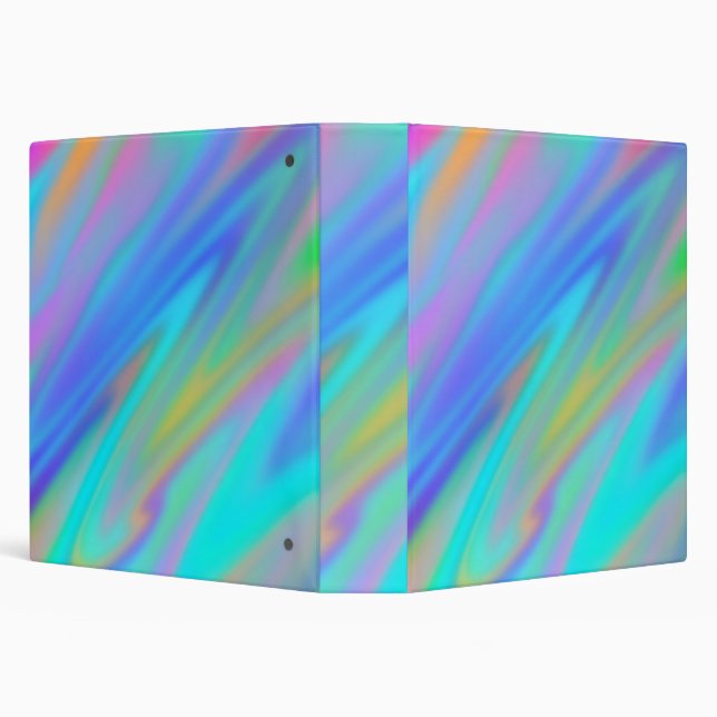 Trendy luxury green blue purple faux holographic 3 ring binder (Background)
