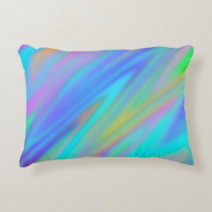 Trendy luxury green blue purple faux holographic accent pillow