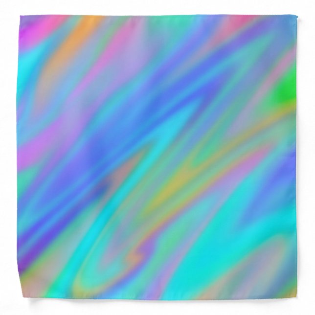 Trendy luxury green blue purple faux holographic bandana (Front)