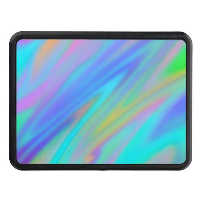 Trendy luxury green blue purple faux holographic hitch cover (Front)