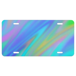 Trendy luxury green blue purple faux holographic license plate