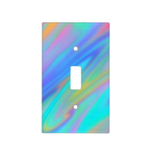 Trendy luxury green blue purple faux holographic light switch cover