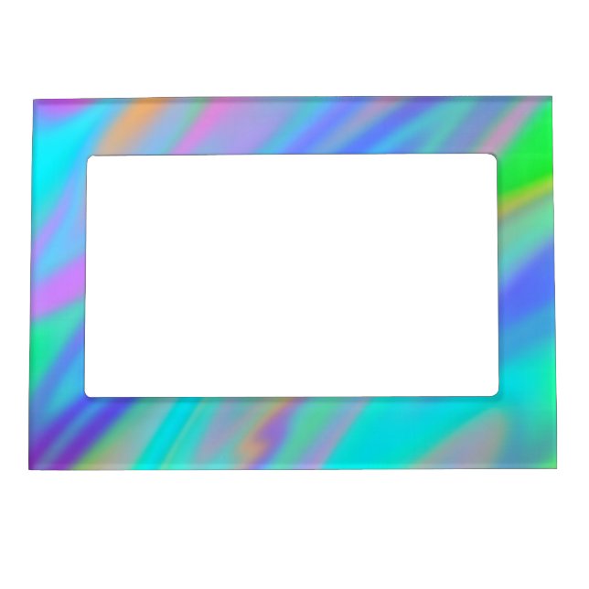 Trendy luxury green blue purple faux holographic magnetic frame (Front)