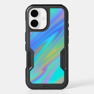 Trendy luxury green blue purple faux holographic iPhone 16 case