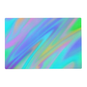 Trendy luxury green blue purple faux holographic placemat