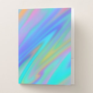 Trendy luxury green blue purple faux holographic pocket folder