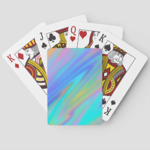 Trendy luxury green blue purple faux holographic poker cards