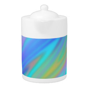 Trendy luxury green blue purple faux holographic teapot