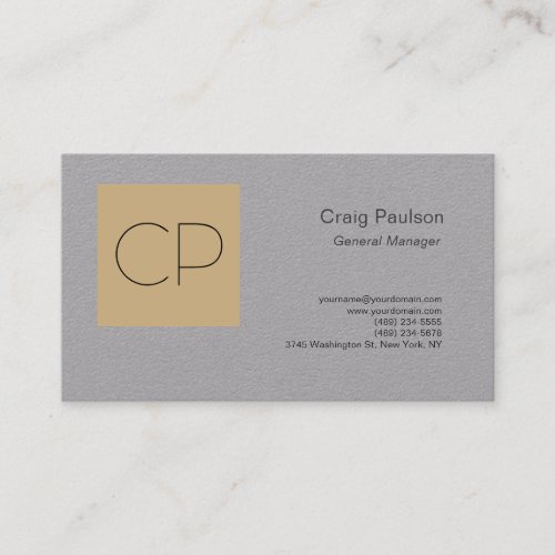Trendy Luxury Grey Modern Minimalist Monogram Business Card