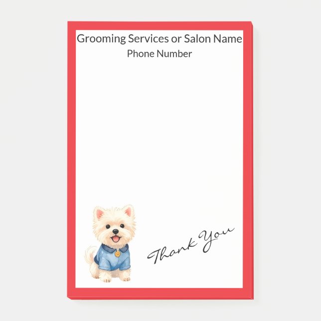 Trendy Luxury Grooming Pet Personalized Collection Post-it Notes (Front)