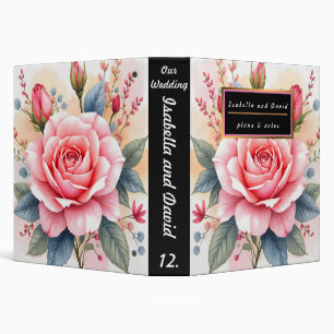 Trendy Luxury Pink Roses Beautiful Collection 3 Ring Binder