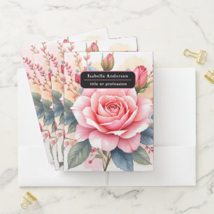 Trendy Luxury Pink Roses Beautiful Collection Pocket Folder