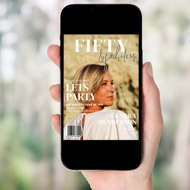 Trendy Magazine Cover | 50th Birthday Party Invitation (Front Digital)