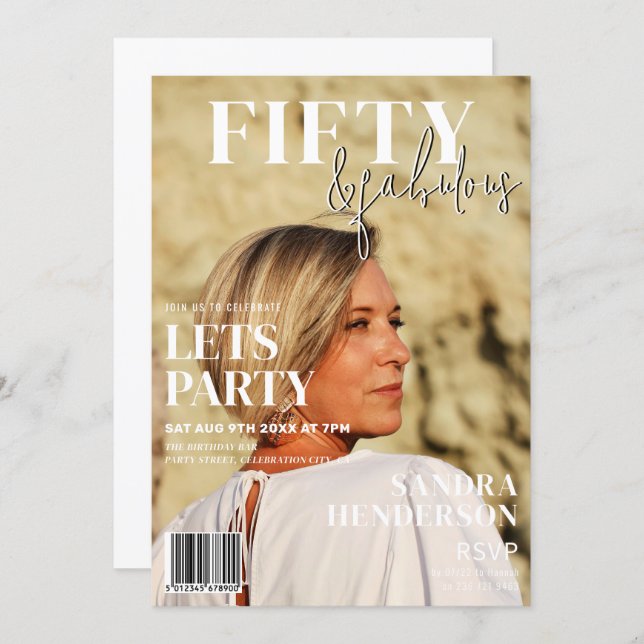 Trendy Magazine Cover | 50th Birthday Party Invitation | Zazzle