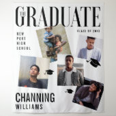 Trendy Magazine Cover Collage Inspired Graduation  Tapestry (Front)