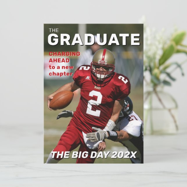 Trendy Magazine Cover Graduation Invitation (Standing Front)