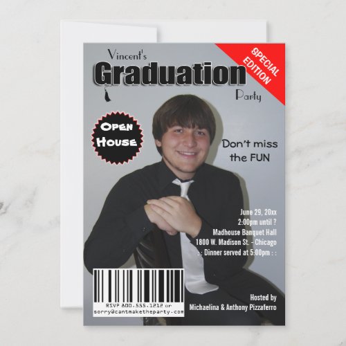 Trendy Magazine Cover Graduation Party Invite