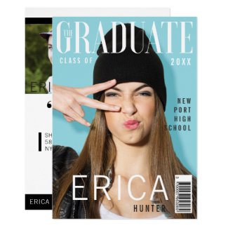 Trendy Magazine Cover Inspired Grad Invitation