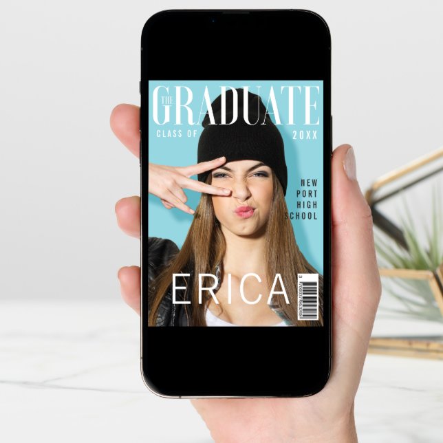 Trendy Magazine Cover Inspired Graduation Card (Front Digital)