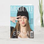 Trendy Magazine Cover Inspired Graduation Card<br><div class="desc">Standout and announce your grad's celebration party with this unique graduation invitation card. The grad card is styled to look like the magazine cover from a stylish, trendy magazine. The design incorporates a large magazine feature image placeholder for your own grad's photo. The masthead of the magazine "The Graduate" creates...</div>