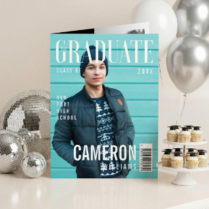 Trendy Magazine Cover Inspired Graduation Card
