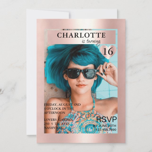 Trendy Magazine Cover-Photo Inspirierte  Invitation (Front)