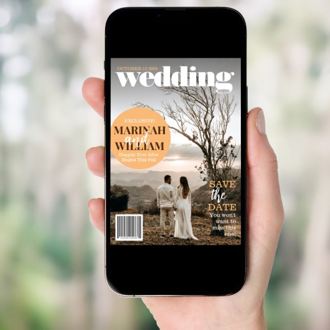 Trendy Magazine Cover Save The Date Photo  Invitation (Front Digital)