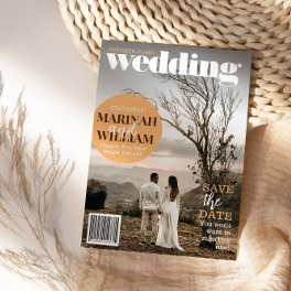 Trendy Magazine Cover Save The Date Photo  Invitation