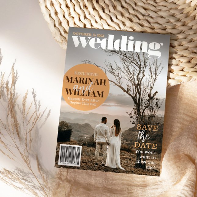 Trendy Magazine Cover Save The Date Photo  Invitation (Creator Uploaded)