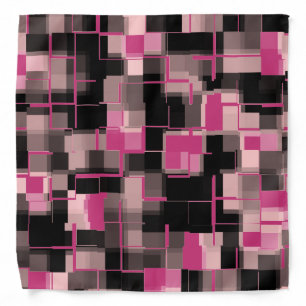 Trendy Magenta Black Pink Gray Abstract Pattern Bandana