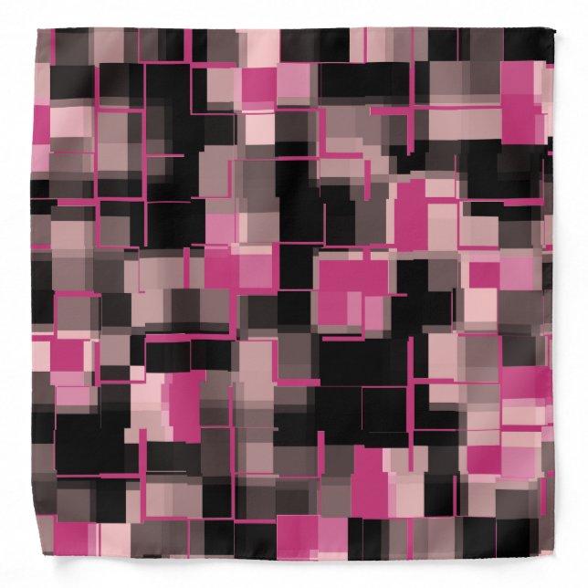 Trendy Magenta Black Pink Gray Abstract Pattern Bandana (Front)