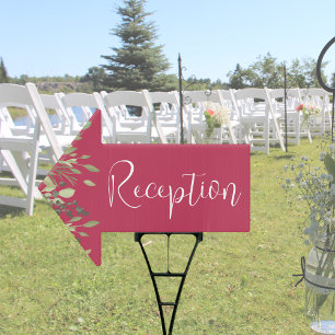 Trendy Magenta & Eucalyptus Reception Sign